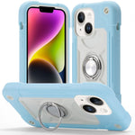 Custodia per telefono ibrida in silicone PC con doppio anello di supporto girevole a 360 gradi., For iPhone 15, For iPhone 14 Plus