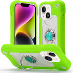 Custodia per telefono ibrida in silicone PC con doppio anello di supporto girevole a 360 gradi., For iPhone 15, For iPhone 14 Plus