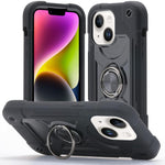Custodia per telefono ibrida in silicone PC con doppio anello di supporto girevole a 360 gradi., For iPhone 15, For iPhone 14 Plus
