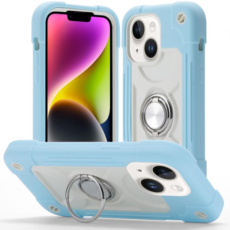 Custodia per telefono ibrida in silicone PC con doppio anello di supporto girevole a 360 gradi., For iPhone 14, For iPhone 14 Pro