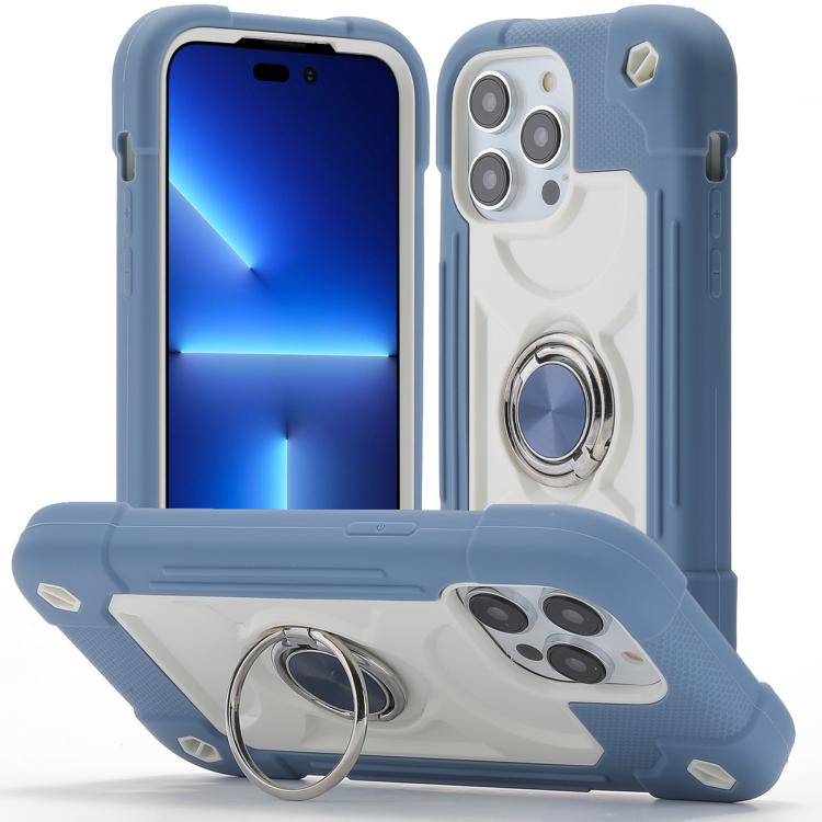 Custodia per telefono ibrida in silicone PC con doppio anello di supporto girevole a 360 gradi., For iPhone 13 Pro, For iPhone 13