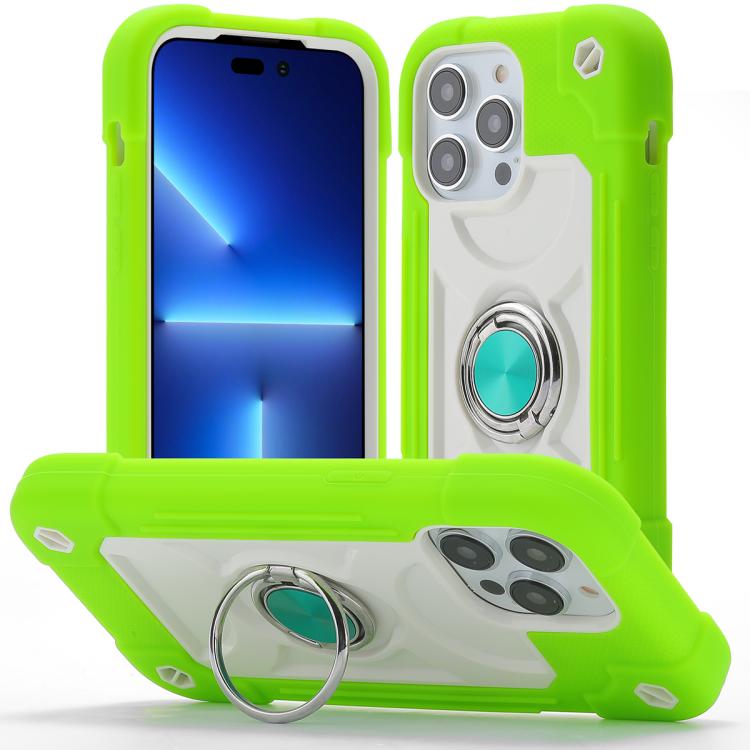 Custodia per telefono ibrida in silicone PC con doppio anello di supporto girevole a 360 gradi., For iPhone 13 Pro, For iPhone 13