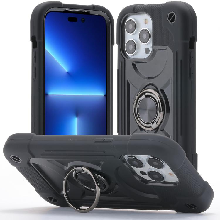 Custodia per telefono ibrida in silicone PC con doppio anello di supporto girevole a 360 gradi., For iPhone 13 Pro, For iPhone 13