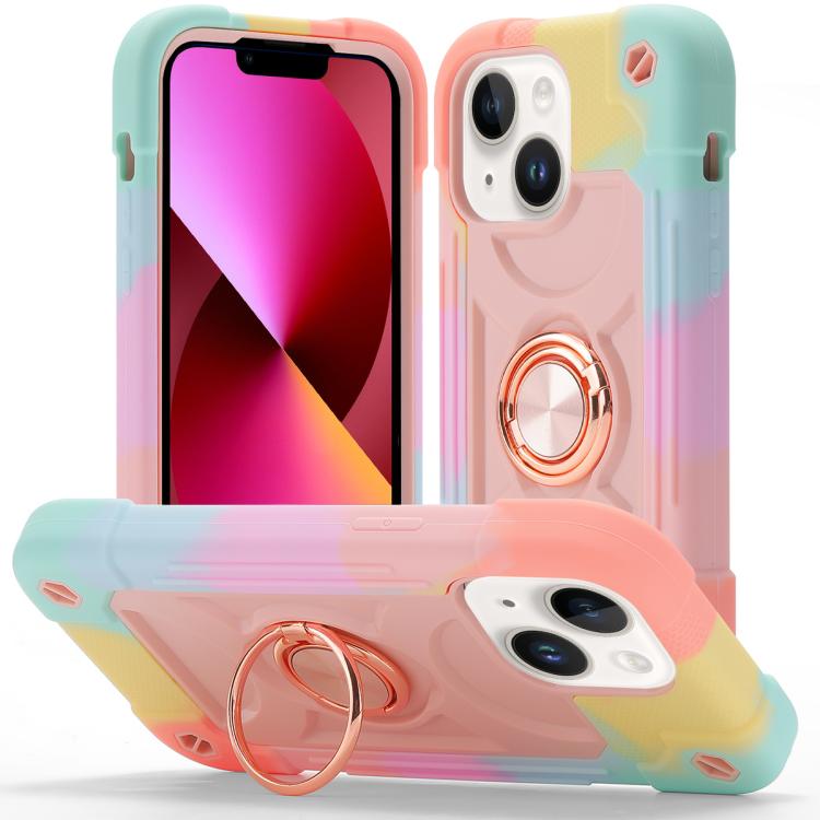 Custodia per telefono ibrida in silicone PC con doppio anello di supporto girevole a 360 gradi., For iPhone 13 Pro, For iPhone 13