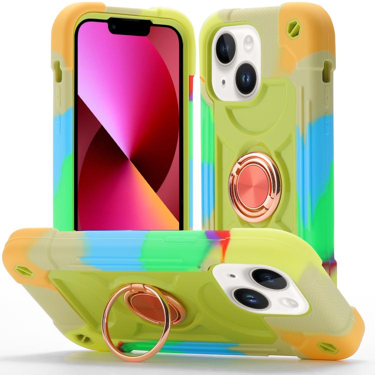 Custodia per telefono ibrida in silicone PC con doppio anello di supporto girevole a 360 gradi., For iPhone 13 Pro, For iPhone 13