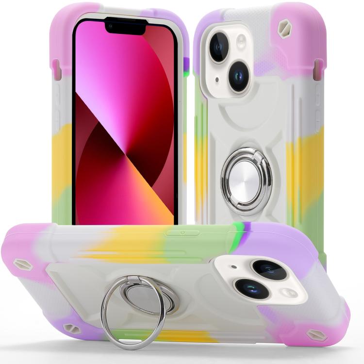Custodia per telefono ibrida in silicone PC con doppio anello di supporto girevole a 360 gradi., For iPhone 13 Pro, For iPhone 13