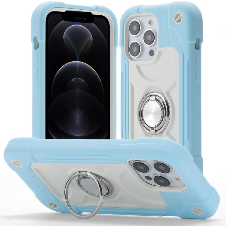 Custodia per telefono ibrida in silicone PC con doppio anello di supporto girevole a 360 gradi., For iPhone 12, For iPhone 12 Pro Max