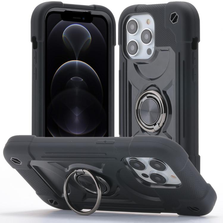 Custodia per telefono ibrida in silicone PC con doppio anello di supporto girevole a 360 gradi., For iPhone 12, For iPhone 12 Pro Max