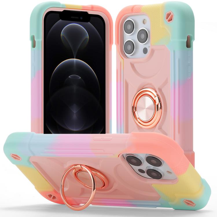 Custodia per telefono ibrida in silicone PC con doppio anello di supporto girevole a 360 gradi., For iPhone 12 Pro, For iPhone 12 mini