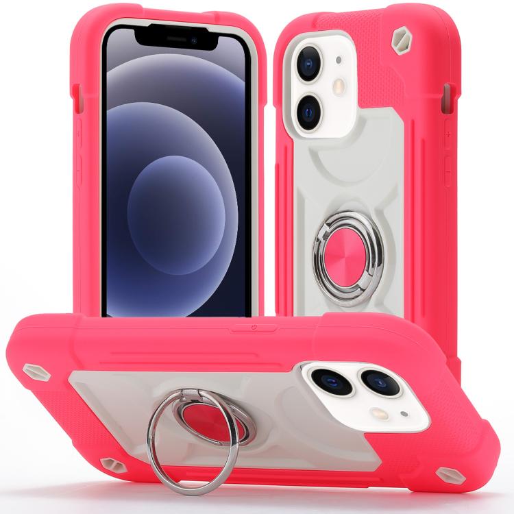 Custodia per telefono ibrida in silicone PC con doppio anello di supporto girevole a 360 gradi., For iPhone 12 Pro, For iPhone 12 mini