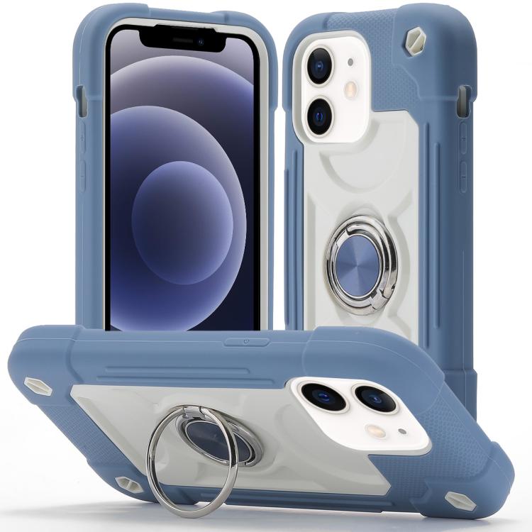 Custodia per telefono ibrida in silicone PC con doppio anello di supporto girevole a 360 gradi., For iPhone 12 Pro, For iPhone 12 mini