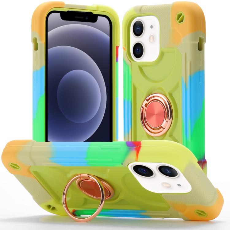 Custodia per telefono ibrida in silicone PC con doppio anello di supporto girevole a 360 gradi., For iPhone 12 Pro, For iPhone 12 mini