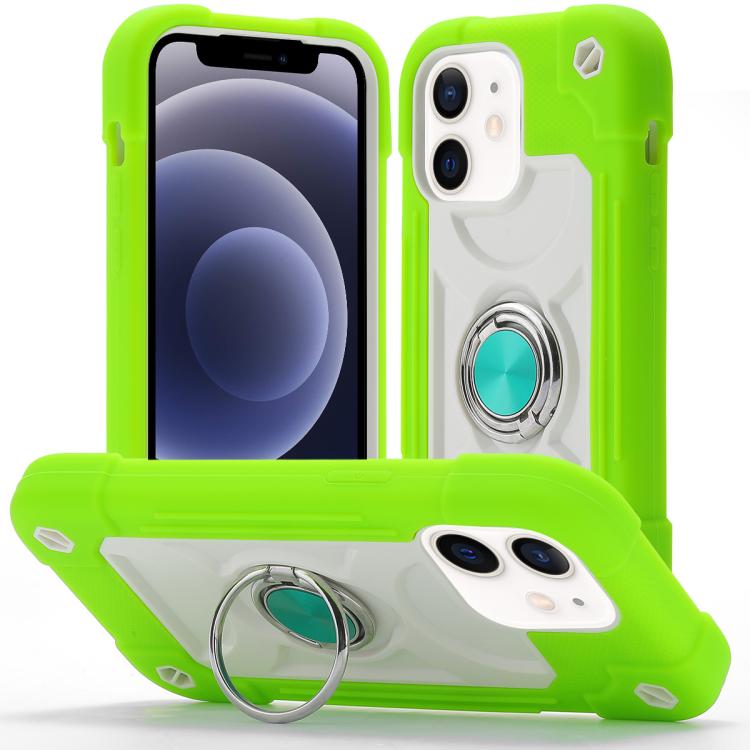 Custodia per telefono ibrida in silicone PC con doppio anello di supporto girevole a 360 gradi., For iPhone 12 Pro, For iPhone 12 mini