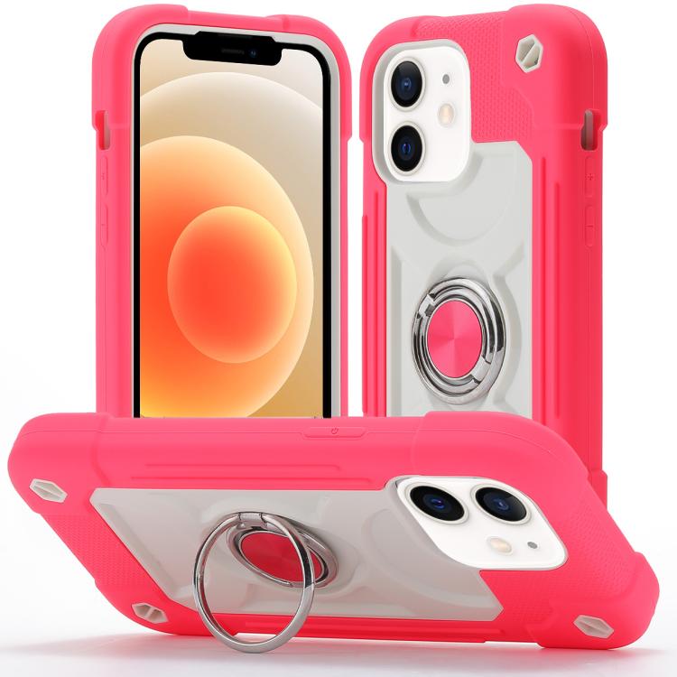 Custodia per telefono ibrida in silicone PC con doppio anello di supporto girevole a 360 gradi., For iPhone 12, For iPhone 12 Pro Max