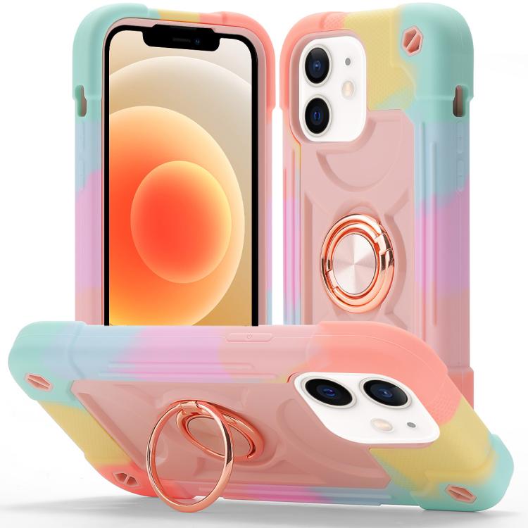 Custodia per telefono ibrida in silicone PC con doppio anello di supporto girevole a 360 gradi., For iPhone 12, For iPhone 12 Pro Max