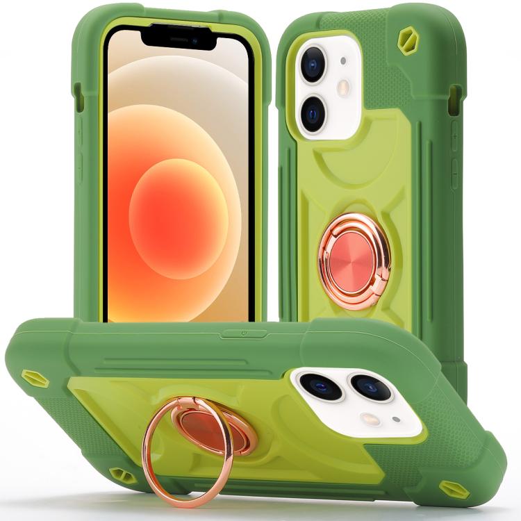 Custodia per telefono ibrida in silicone PC con doppio anello di supporto girevole a 360 gradi., For iPhone 12, For iPhone 12 Pro Max