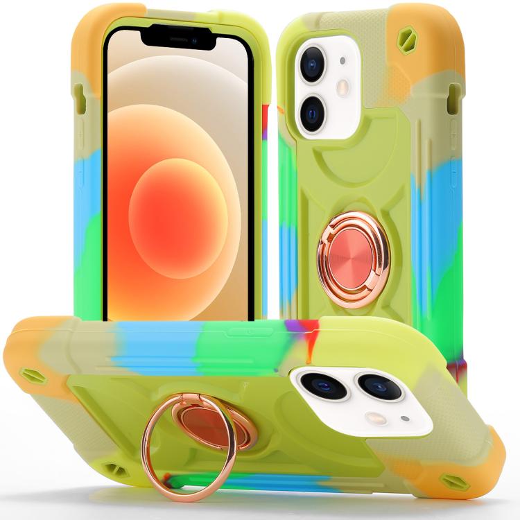 Custodia per telefono ibrida in silicone PC con doppio anello di supporto girevole a 360 gradi., For iPhone 12, For iPhone 12 Pro Max