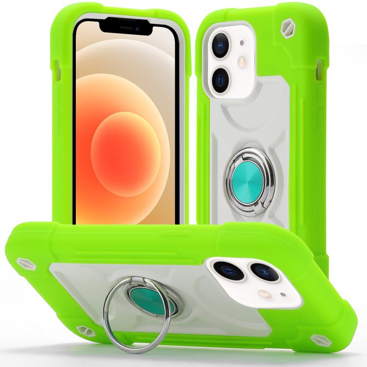 Custodia per telefono ibrida in silicone PC con doppio anello di supporto girevole a 360 gradi., For iPhone 12, For iPhone 12 Pro Max