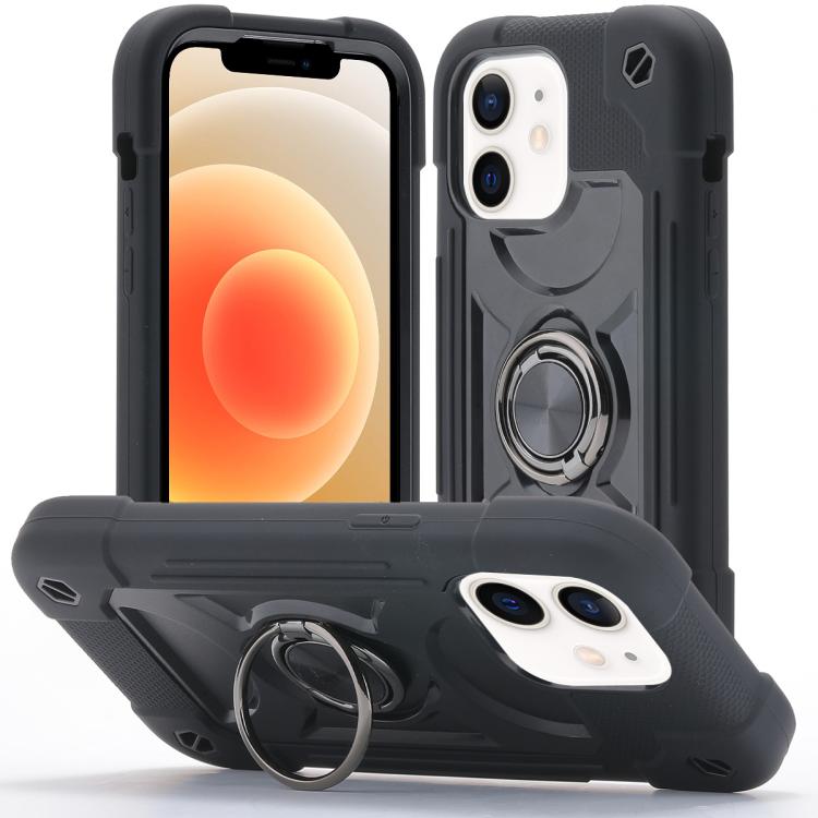 Custodia per telefono ibrida in silicone PC con doppio anello di supporto girevole a 360 gradi., For iPhone 12, For iPhone 12 Pro Max