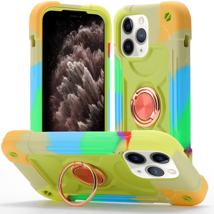 Custodia per telefono ibrida in silicone PC con doppio anello di supporto girevole a 360 gradi., For iPhone 11 Pro Max, For iPhone 11