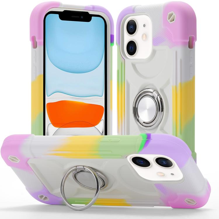 Custodia per telefono ibrida in silicone PC con doppio anello di supporto girevole a 360 gradi., For iPhone 11 Pro Max, For iPhone 11
