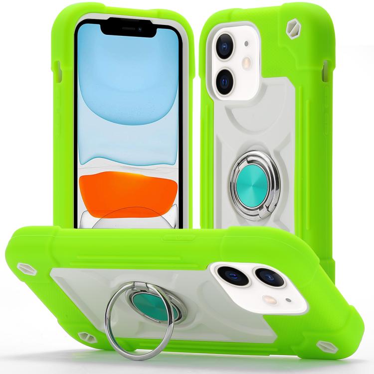 Custodia per telefono ibrida in silicone PC con doppio anello di supporto girevole a 360 gradi., For iPhone 11 Pro Max, For iPhone 11