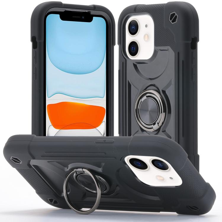 Custodia per telefono ibrida in silicone PC con doppio anello di supporto girevole a 360 gradi., For iPhone 11 Pro Max, For iPhone 11