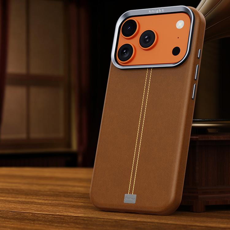 Custodia per telefono magnetica con cornice in metallo testurizzata in similpelle vegana stile retrò della serie Jazz., For iPhone 17 Pro Max, For iPhone 17 Pro, For iPhone 17, For iPhone Air