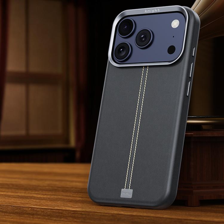Custodia per telefono magnetica con cornice in metallo testurizzata in similpelle vegana stile retrò della serie Jazz., For iPhone 17 Pro Max, For iPhone 17 Pro, For iPhone 17, For iPhone Air