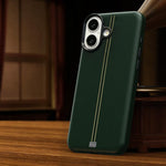Custodia per telefono magnetica con cornice in metallo testurizzata in similpelle vegana stile retrò della serie Jazz., For iPhone 17 Pro Max, For iPhone 17 Pro, For iPhone 17, For iPhone Air