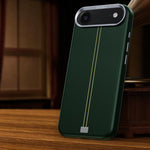 Custodia per telefono magnetica con cornice in metallo testurizzata in similpelle vegana stile retrò della serie Jazz., For iPhone 17 Pro Max, For iPhone 17 Pro, For iPhone 17, For iPhone Air