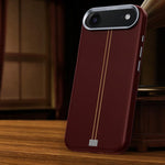 Custodia per telefono magnetica con cornice in metallo testurizzata in similpelle vegana stile retrò della serie Jazz., For iPhone 17 Pro Max, For iPhone 17 Pro, For iPhone 17, For iPhone Air