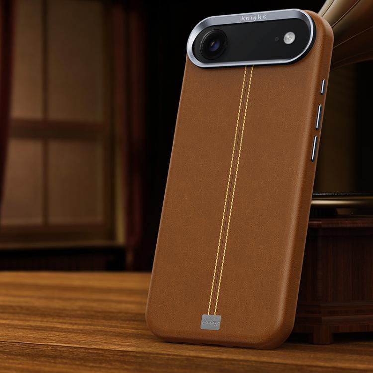Custodia per telefono magnetica con cornice in metallo testurizzata in similpelle vegana stile retrò della serie Jazz., For iPhone 17 Pro Max, For iPhone 17 Pro, For iPhone 17, For iPhone Air