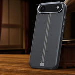 Custodia per telefono magnetica con cornice in metallo testurizzata in similpelle vegana stile retrò della serie Jazz., For iPhone 17 Pro Max, For iPhone 17 Pro, For iPhone 17, For iPhone Air