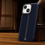 Custodia per telefono magnetica con cornice in metallo testurizzata in similpelle vegana stile retrò della serie Jazz., For iPhone 14 / 13, For iPhone 14 Pro, For iPhone 14 Pro Max, For iPhone 13 Pro Max