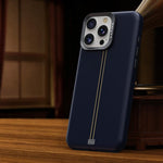 Custodia per telefono magnetica con cornice in metallo testurizzata in similpelle vegana stile retrò della serie Jazz., For iPhone 14 / 13, For iPhone 14 Pro, For iPhone 14 Pro Max, For iPhone 13 Pro Max