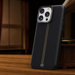 Custodia per telefono magnetica con cornice in metallo testurizzata in similpelle vegana stile retrò della serie Jazz., For iPhone 14 / 13, For iPhone 14 Pro, For iPhone 14 Pro Max, For iPhone 13 Pro Max