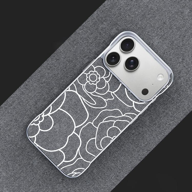 Custodia per telefono a mezza copertura con stampa a rilievo di fiori di camelia in tessuto di lino e chiusura magnetica., For iPhone 17 Pro Max, For iPhone 17 Pro, For iPhone 17, For iPhone 16 Pro Max