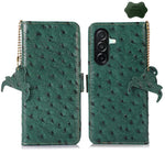 Custodia per telefono RFID in vera pelle con motivo struzzo, For Samsung Galaxy A27 5G