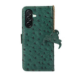 Custodia per telefono RFID in vera pelle con motivo struzzo, For Samsung Galaxy A27 5G