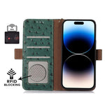 Custodia per telefono RFID in vera pelle con motivo struzzo, For Samsung Galaxy A27 5G