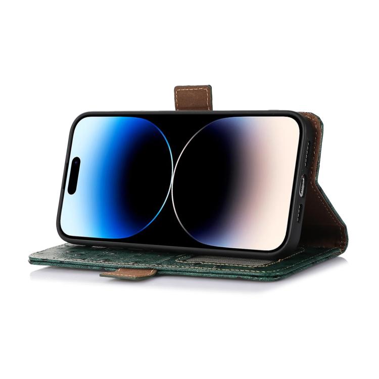 Custodia per telefono RFID in vera pelle con motivo struzzo, For Samsung Galaxy A27 5G