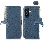 Custodia per telefono RFID in vera pelle con motivo struzzo, For Samsung Galaxy A27 5G