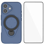 Custodia per telefono WANLONFENG con anello di supporto e protezione per lo schermo., For iPhone 16 Pro Max, For iPhone 16 Pro, For iPhone 16, For iPhone 15 Pro Max
