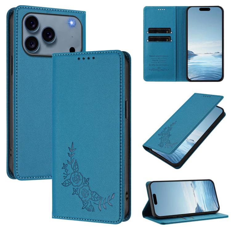 Custodia per telefono magnetica RFID in ecopelle con motivo peonia in rilievo., For iPhone 17e / 16e, For iPhone 17 Pro Max