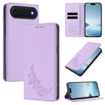 Custodia per telefono magnetica RFID in ecopelle con motivo peonia in rilievo., For iPhone Air, For iPhone 16 Pro Max