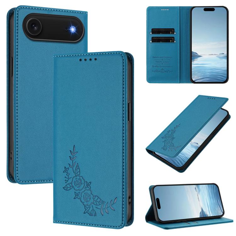 Custodia per telefono magnetica RFID in ecopelle con motivo peonia in rilievo., For iPhone Air, For iPhone 16 Pro Max