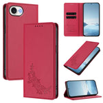 Custodia per telefono magnetica RFID in ecopelle con motivo peonia in rilievo., For iPhone 17e / 16e, For iPhone 17 Pro Max