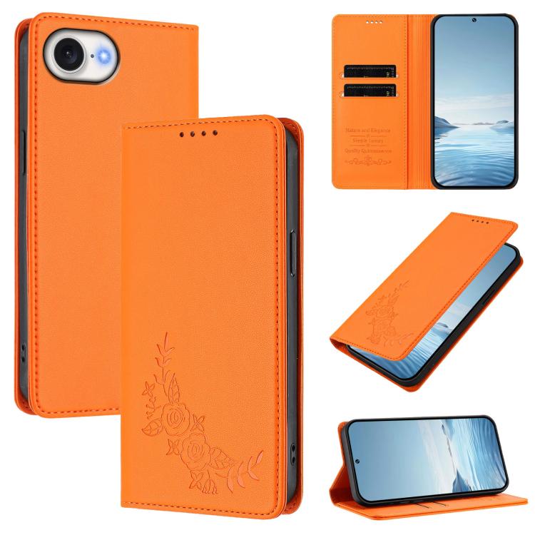 Custodia per telefono magnetica RFID in ecopelle con motivo peonia in rilievo., For iPhone 17e / 16e, For iPhone 17 Pro Max