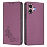 Custodia per telefono magnetica RFID in ecopelle con motivo peonia in rilievo., For iPhone 16, For iPhone 15 Pro Max